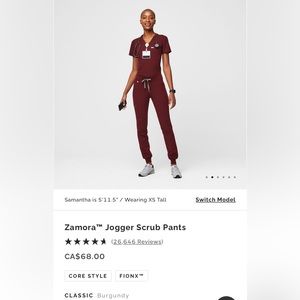 Figs Zamora jogger scrubs, burgundy, regular size M